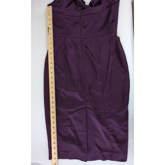 Bebe Satin Halter Dress Womens M Purple Glam Cocktail Party Evening Event - Picture 14 of 14